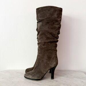 Söfft‎ Slouchy Knee High Boots 7M Brown Suede Almond Toe High Heel 1411625